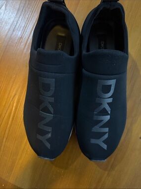 DKNY Black Slip-On Logo Sneakers for Men